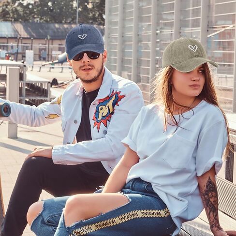 2 Pack Heart Baseball Caps for Women Men, Cute Adjustable Washed Sun Hats for Outdoor Running Golf in Kuwait