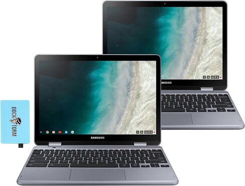 SAMSUNG Chromebook Plus V2 XE521QAB-M02US Light Titan 2-in-1 Laptop (Celeron 3965Y, 4GB RAM, 64GB eMMC SSD, Intel HD 615, 12.2" Touch FHD (1920x1080), Webcam, Chrome OS) with Dock and Wireless Mouse in Saudi Arabia