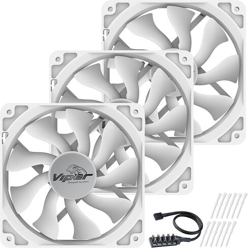 Akasa 140mm Viper R Fan, PWM Case Fan, HDB Long Lifespan Bearing, Anti-Vibration Rubber Mounts Included, High Airflow S-Flow Fan for Heatsink, CPU Cooling and Ventilation, AK-FN073 in Saudi Arabia