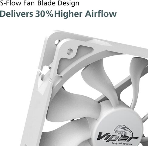 Akasa 140mm Viper R Fan, PWM Case Fan, HDB Long Lifespan Bearing, Anti-Vibration Rubber Mounts Included, High Airflow S-Flow Fan for Heatsink, CPU Cooling and Ventilation, AK-FN073 in Saudi Arabia