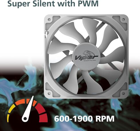 Akasa 140mm Viper R Fan, PWM Case Fan, HDB Long Lifespan Bearing, Anti-Vibration Rubber Mounts Included, High Airflow S-Flow Fan for Heatsink, CPU Cooling and Ventilation, AK-FN073 in Saudi Arabia