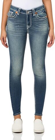 True Religion Women's Jennie Mid-Rise Flap Super T Skinny Jeans in Valmonte in Saudi Arabia