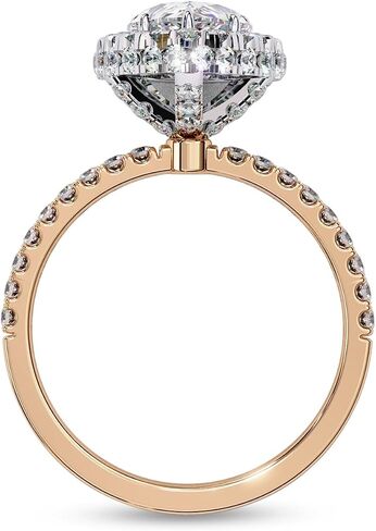 Savearth Diamonds Halo solitaire خواتم الخطبة للنساء ، مركز 10 × 7 مم مقر من الكمثرى مختبر تم إنشاؤه مويسانيت بوعد الوعد لها في الذهب الصلب 10K / 14K أو 925 الفضة الاسترليني in Saudi Arabia