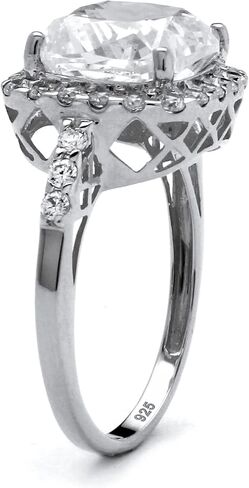 PalmBeach Platinum-plated Sterling Silver Cushion Created White Sapphire Halo Engagement Ring Sizes 6-10 Size 10 in Saudi Arabia