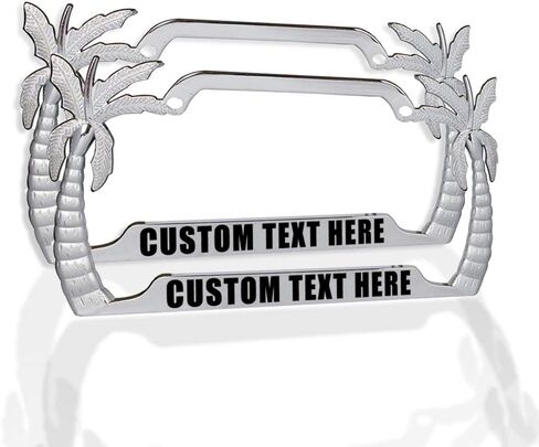 Speedy Pros Palm Tree License Plate Frame Custom Personalized Text Metal Weatherproof Car Accessories License Plate Holder Black 2 Holes 1 Frame in Saudi Arabia