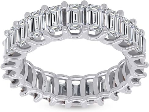 AFFY Emerald Shape White Cubic Zirconia Eternity Band Ring in 14k Gold Over Sterling Silver (9.00 cttw) in Saudi Arabia
