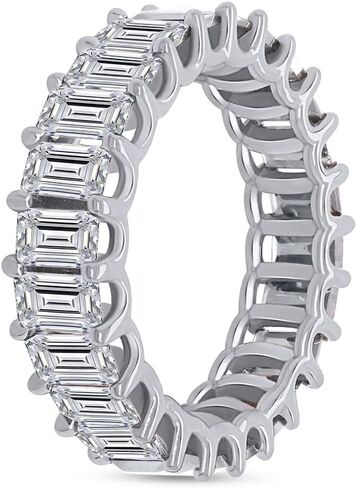 AFFY Emerald Shape White Cubic Zirconia Eternity Band Ring in 14k Gold Over Sterling Silver (9.00 cttw) in Saudi Arabia