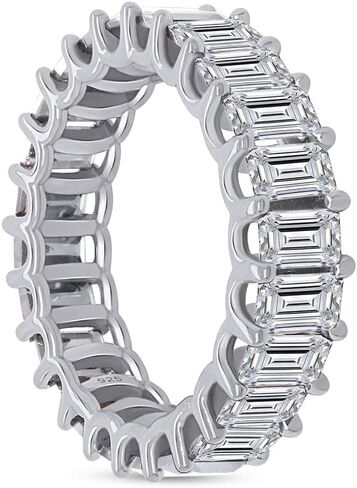 AFFY Emerald Shape White Cubic Zirconia Eternity Band Ring in 14k Gold Over Sterling Silver (9.00 cttw) in Saudi Arabia