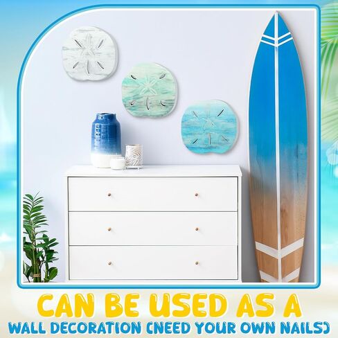 Qunclay 3 Pcs Wooden Sand Dollars Table Decor Sand Dollar Beach Room Decor Coastal Wall Centerpieces Farmhouse Decoration for Home Office Bedroom Table Shelf Desk in Saudi Arabia
