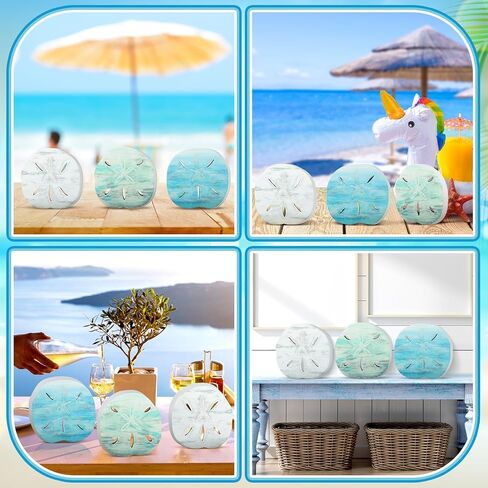 Qunclay 3 Pcs Wooden Sand Dollars Table Decor Sand Dollar Beach Room Decor Coastal Wall Centerpieces Farmhouse Decoration for Home Office Bedroom Table Shelf Desk in Saudi Arabia