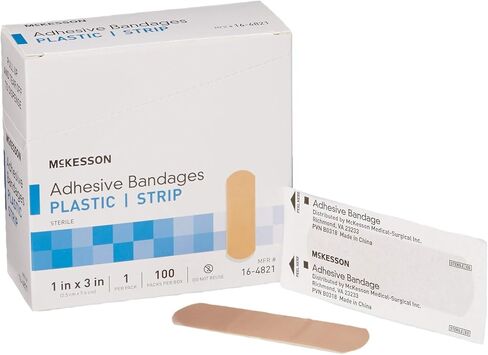 McKesson Adhesive Bandages, Sterile, Plastic Strip, 1 in x 3 in, 100 Count, 1 Pack in Saudi Arabia