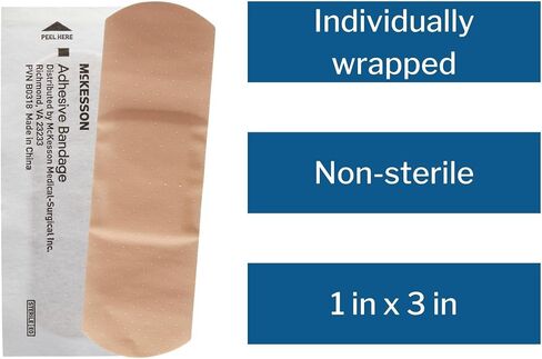 McKesson Adhesive Bandages, Sterile, Plastic Strip, 1 in x 3 in, 100 Count, 1 Pack in Saudi Arabia