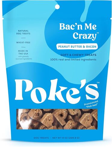 Poke's P'Nutty for Nanas Dog Treats - وصفة ناعمة ومطاطية وزبدة الفول السوداني والموز - مكافآت طبيعية للكلاب ذات مكونات محدودة مصنوعة في الولايات المتحدة الأمريكية - خالية من القمح، 8 أونصة in Saudi Arabia