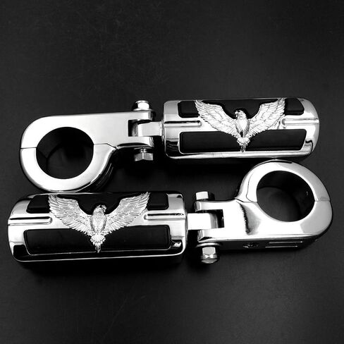 Eagle Hawk Shape Front 1 1/2" Highway Stiletto 4475 Foot Pegs P-Clamps For Honda GoldWing GL Chrome Body Black Rubber Quality Product in Saudi Arabia