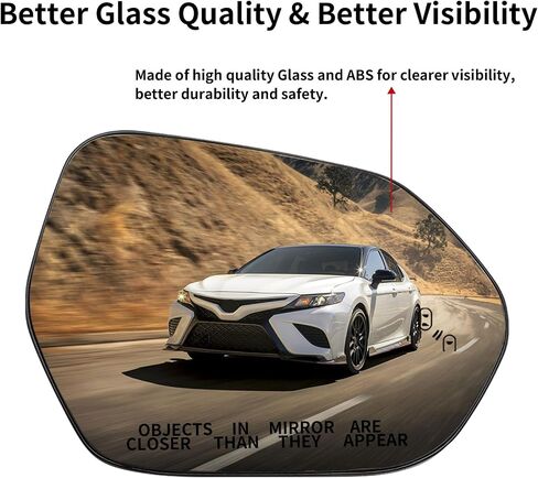 استبدال المرآة الجانبية للركاب لـ Toyota Camry 2018 2019 2020 2021 2022 2023 - زجاج المرآة الخلفية ، زجاج الجانب الأيمن مع بقعة مدفوعة ومكفوفة بالطاقة in Saudi Arabia