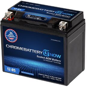 Chrome Battery Now YTX9-BS Bluetooth® Maintenance Free Replacement Battery for ATV, Motorcycle, Scooter, and UTV: 12 Volts, 8Ah, Nut and Bolt (T3) Terminal in Kuwait