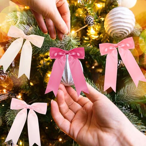 48 Pcs Pink Tie Bows 5 x 7 Pastel Satin Ribbon Bows with Twist Tie Craft Bows for Valentine‘s Day Gift Wrapping Wedding Birthday in Kuwait