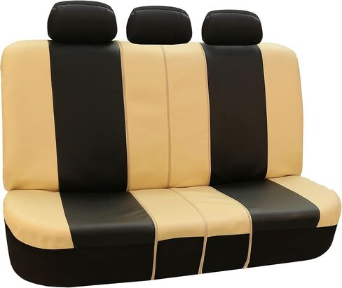 FH Group Car Seat Covers - PU Leather Universal Fit, Automotive Airbag Compatible, Split Bench Rear Seat Cover for SUVs, Black in Kuwait