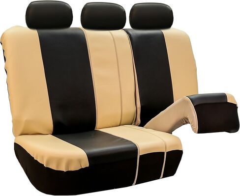 FH Group Car Seat Covers - PU Leather Universal Fit, Automotive Airbag Compatible, Split Bench Rear Seat Cover for SUVs, Black in Kuwait