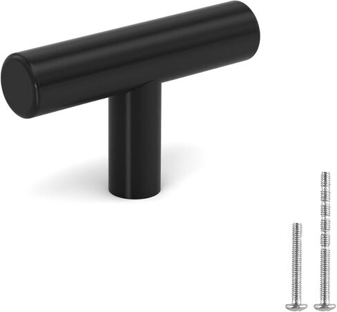 LONTAN 12 Pack Black Knobs for Cabinets and Drawers Kitchen Cabinet Knobs for Dresser Bathroom Modern T Bar Furniture Black Hardware,Stainless Steel in Saudi Arabia