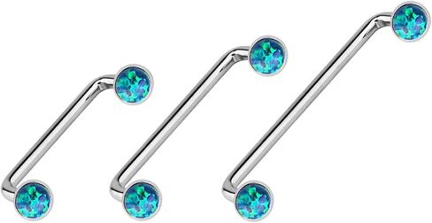Satix 3PCS Implant Grade G23 Titanium Internally Threaded 14G Staple Barbell 14mm 16mm 19mm Surface Tragus Piercing With Synthetic Opal stones Surface Piercing Jewelry in Saudi Arabia