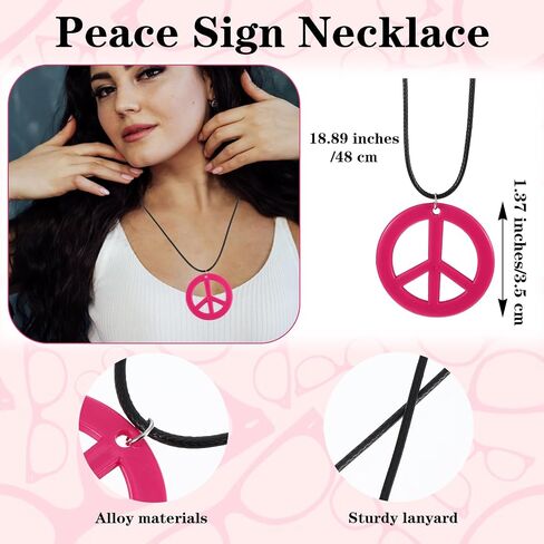 5PCS Hippie Costume Set, 60s70s Retro Hippie Glasses Peace Sign Earrings and Sunflower Necklace Hair Band, Women Hippie hippie Accessories for Groovy Party Halloween Cosplay in Saudi Arabia