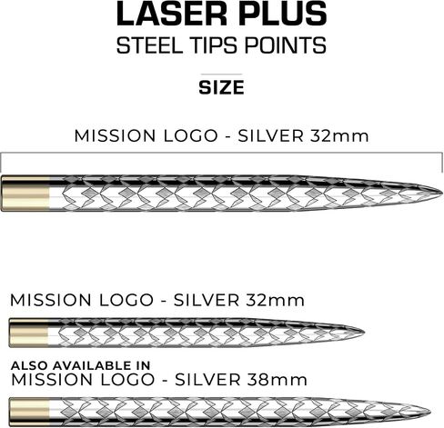 Mission Darts Laser Plus Lasered Steel Tip Points | Solid Arc |Multiple Colours and sizes in Kuwait