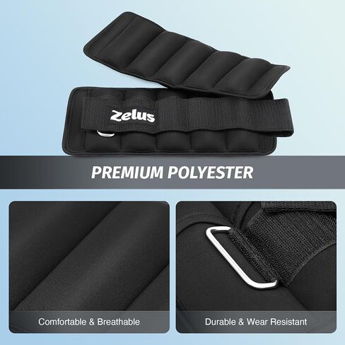 ZELUS زوج واحد من أوزان الكاحل القابلة للتعديل، 2 4 6 8 10 رطل من أشرطة وزن الساق المعيارية للنساء والرجال، مجموعة وزن الكاحل الموزونة مع أكياس رمل قابلة للإزالة، 1-5 رطل لكل حزام كاحل لصالة الألعاب الرياضية واليوجا والركض والمشي in Kuwait