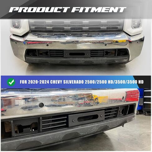 Autowiki Front Winch Mount Bracket for 2020-2024 Chevy Silverado 2500/3500/2500 HD/3500 HD ، لوحة رافعة خفية أمامية لـ 20-24 Silverado 2500 3500 in Saudi Arabia