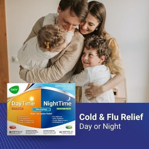 Axiv Night & Night Cold & Flu Medicine Pack Packs Softgels ، النهار والليلا in Kuwait
