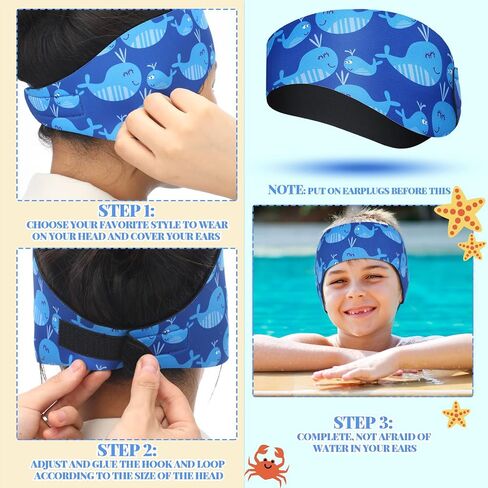 4 Pieces Swimming Headband Swimming Ear Band Adjustable Swim Headband Keeping Water Out Ear Protection Headband for Kids Adults Surfing Bathing Kayaking (Delicate Style) in Saudi Arabia