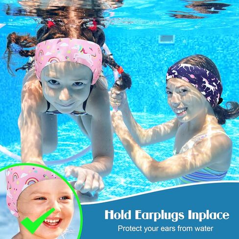4 Pieces Swimming Headband Swimming Ear Band Adjustable Swim Headband Keeping Water Out Ear Protection Headband for Kids Adults Surfing Bathing Kayaking (Delicate Style) in Kuwait