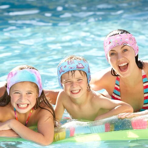 4 Pieces Swimming Headband Swimming Ear Band Adjustable Swim Headband Keeping Water Out Ear Protection Headband for Kids Adults Surfing Bathing Kayaking (Delicate Style) in Kuwait