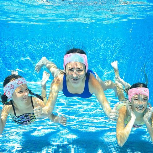 4 Pieces Swimming Headband Swimming Ear Band Adjustable Swim Headband Keeping Water Out Ear Protection Headband for Kids Adults Surfing Bathing Kayaking (Delicate Style) in Kuwait