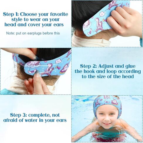 4 Pieces Swimming Headband Swimming Ear Band Adjustable Swim Headband Keeping Water Out Ear Protection Headband for Kids Adults Surfing Bathing Kayaking (Delicate Style) in Kuwait