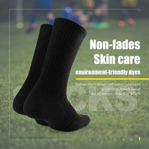 SOX TOWN Unisex Cushioned Crew Training Athletic Socks Men & Women with Combed Cotton Moisture Wicking Breathable Performance in Kuwait