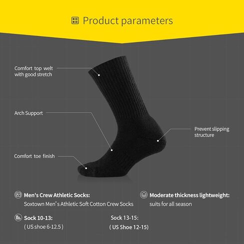 SOX TOWN Unisex Cushioned Crew Training Athletic Socks Men & Women with Combed Cotton Moisture Wicking Breathable Performance in Kuwait