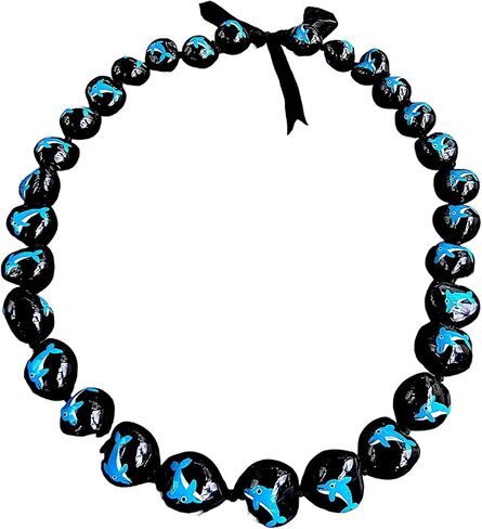 Bluerica يدوى مطلية Kukui Nut Lei Necklace in Saudi Arabia