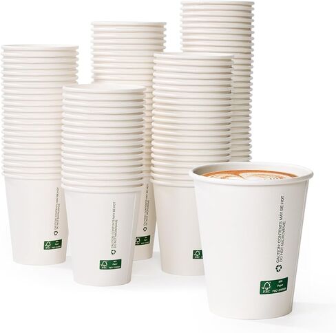 LITOPAK 210 Pack 16 oz Disposable Paper Coffee Cups, White FSC Hot Coffee Cups for Multiple Drinks for Office, Store, Home in Kuwait