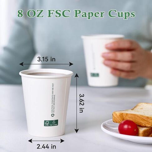 LITOPAK 210 Pack 16 oz Disposable Paper Coffee Cups, White FSC Hot Coffee Cups for Multiple Drinks for Office, Store, Home in Kuwait