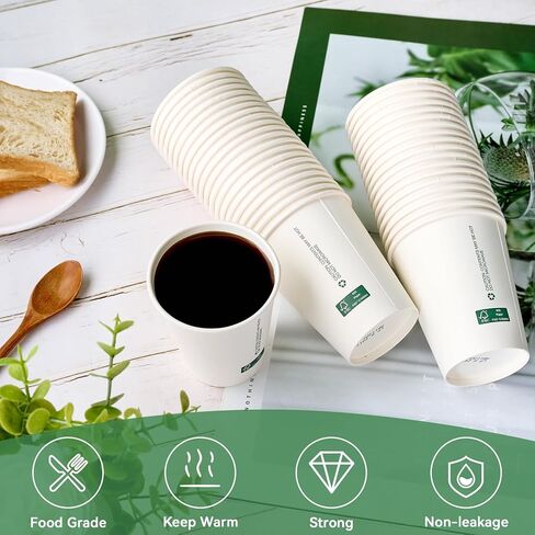LITOPAK 210 Pack 16 oz Disposable Paper Coffee Cups, White FSC Hot Coffee Cups for Multiple Drinks for Office, Store, Home in Kuwait