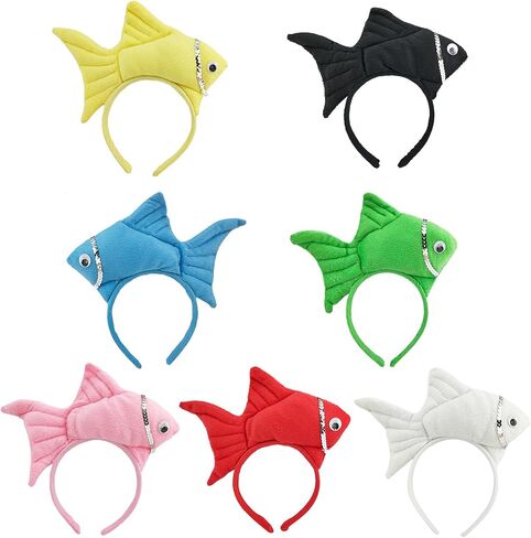 Unisex Cartoon Headband Stuffed Fish Shape Hair Hoop Plush Party Headpiece Hairband Party Cosplay Costume Props in Kuwait