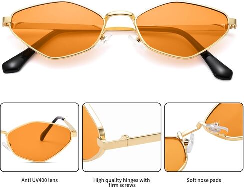 Retro Small Sunglasses for Women Men - 2025 Trendy 90s Metal Frame Sun Glasses Gold Frame Narrow Shades in Saudi Arabia