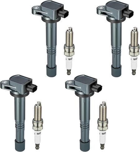 مجموعة من 4 اشتعال حزمة لفائف الاشتعال UF602 و Iridium Spark Plugs 97390 متوافقة مع Honda 08-12 Accord 10-14 CR-V 12-15 Civic 12-15 Crosstour 13-15 Acura ILX يحل C1662 5C1719 30520-R40-007 in Saudi Arabia