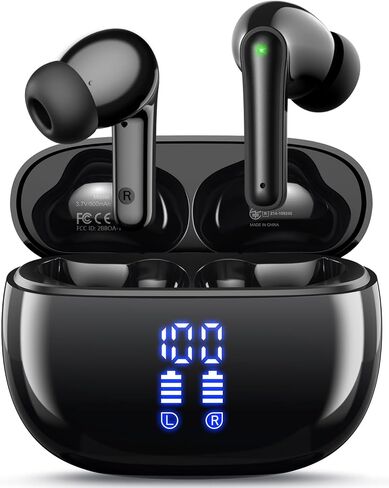 Ear Buds Wireless Earbuds - Bluetooth Headphones 40H Playtime LED Display Deep Bass Stereo in-Ear Earphones with IPX7 Waterproof for iPhone Android Phone Tablet Laptop, Pink in Saudi Arabia