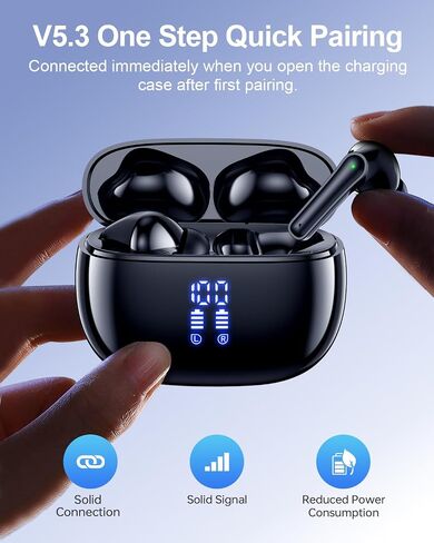 Ear Buds Wireless Earbuds - Bluetooth Headphones 40H Playtime LED Display Deep Bass Stereo in-Ear Earphones with IPX7 Waterproof for iPhone Android Phone Tablet Laptop, Pink in Saudi Arabia