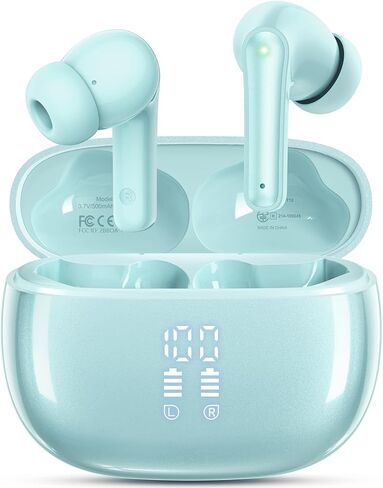 Ear Buds Wireless Earbuds - Bluetooth Headphones 40H Playtime LED Display Deep Bass Stereo in-Ear Earphones with IPX7 Waterproof for iPhone Android Phone Tablet Laptop, Pink in Saudi Arabia