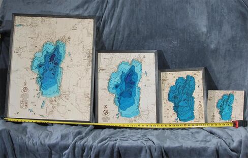 Mini BLUE! Lake Tahoe 3D Wooden Map in Saudi Arabia