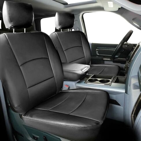 يغطي مقعد Kuafu بدائل المقعد الكامل متوافق مع 2013-2018 Dodge Ram Crew Cab 1500/2500/3500 الأمامي والخلفي الجلود الاصطناعية الأسود in Saudi Arabia