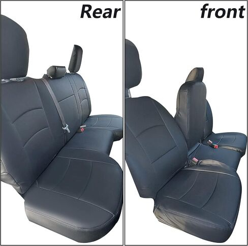 يغطي مقعد Kuafu بدائل المقعد الكامل متوافق مع 2013-2018 Dodge Ram Crew Cab 1500/2500/3500 الأمامي والخلفي الجلود الاصطناعية الأسود in Saudi Arabia